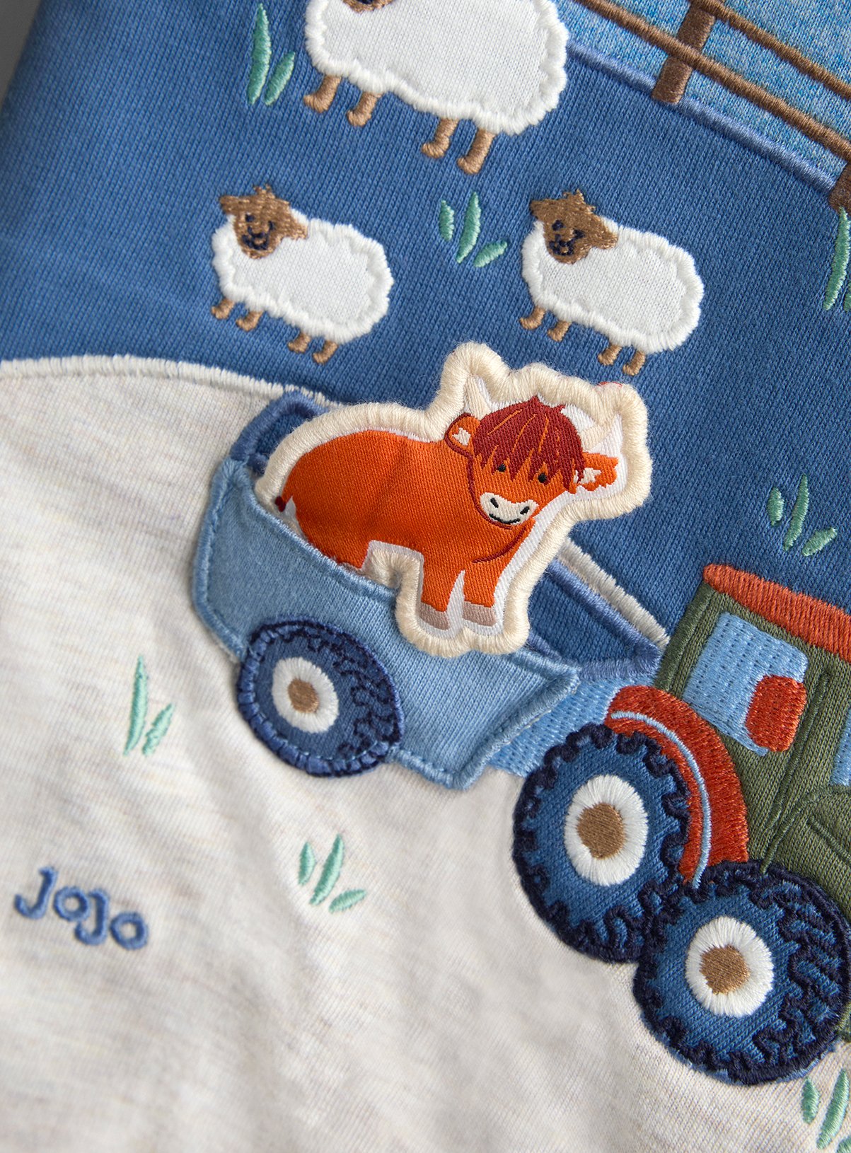 JOJO MAMAN BÉBÉ Tractor Scene Applique Romper 6-12 months - Image 4 thumbnail